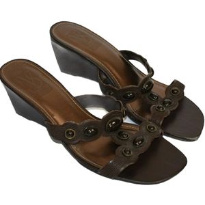 Women's Victoria Spenser Brown Embellished Boho Wedge Sandals 10